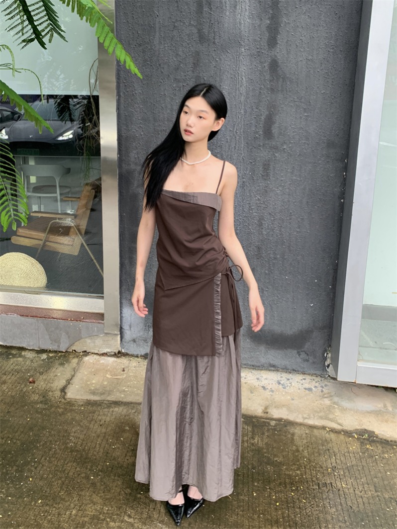 Cool Bamboo Fiber Satin Cami Top and Skirt Set